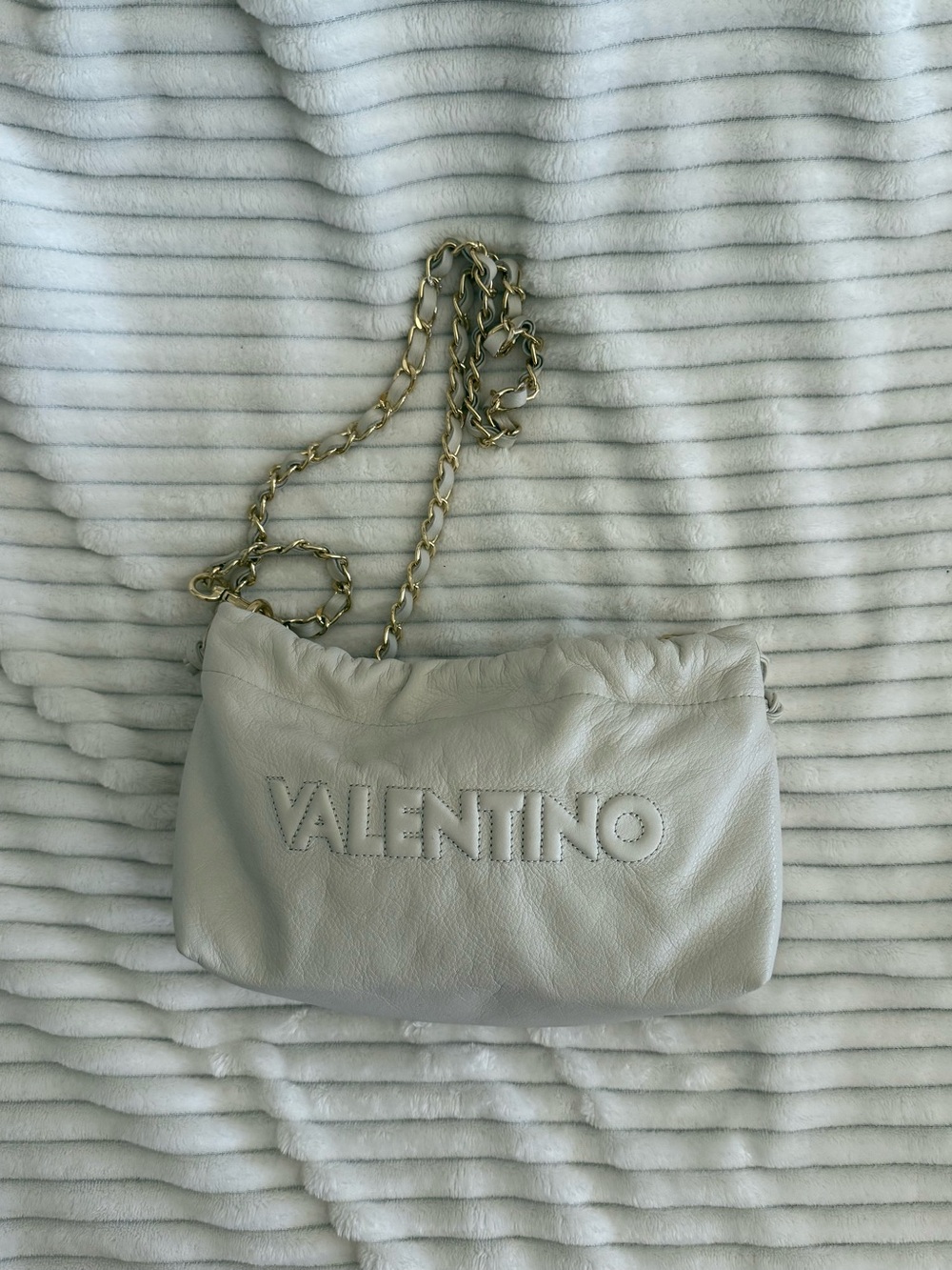 Valentino by Mario Valentino Leather Chain Shoulder Bag - White